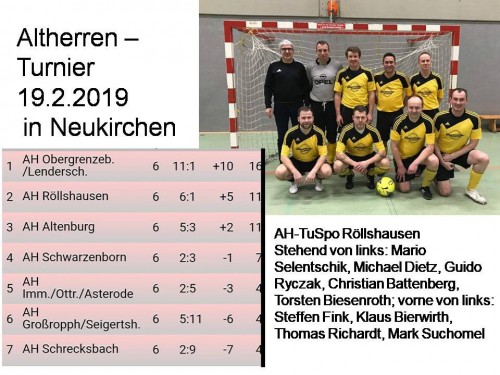 Zweiter Platz bei einem gut besetzten AH-Turnier im Februar 2019