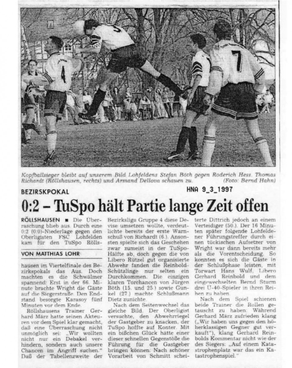 Rückblick auf den Bezirkspokal 1997