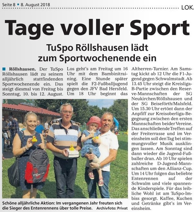 Presseschau: Sportwochenende 10.-12. August 2018