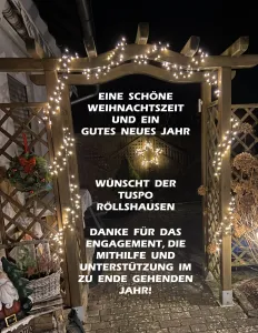 Weihnachtsgruß und Neujahrswünsche und Dank für das Engagement